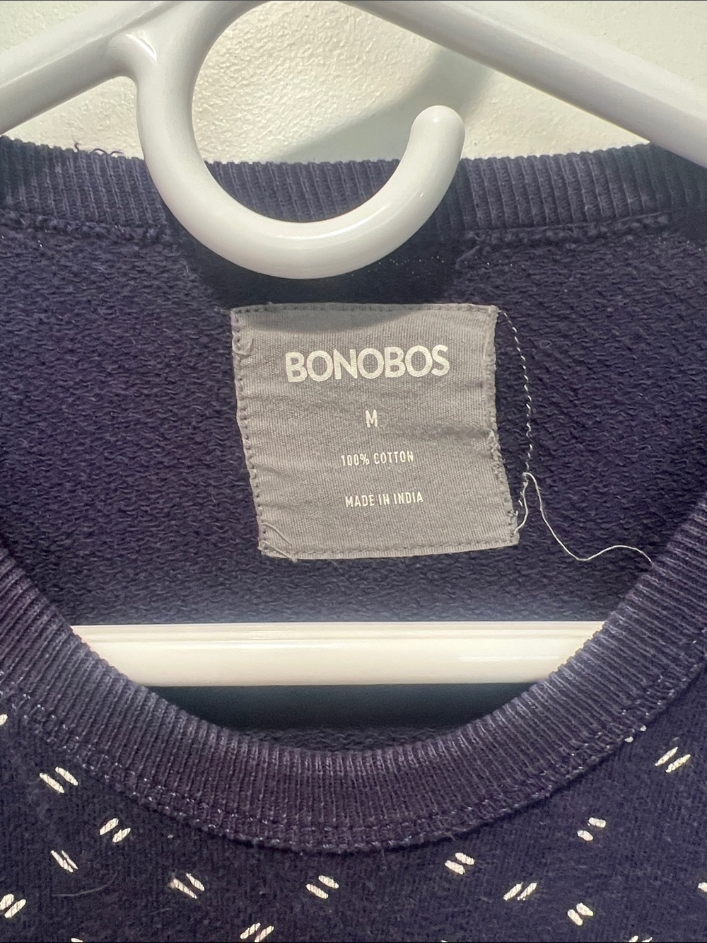 Men’s Bonobos Navy Patterned Crewneck Sweater - size Medium - Picture 3 of 5